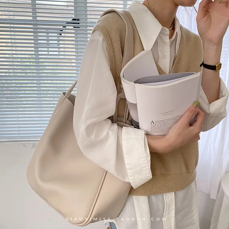 Brown PU Leather Women's Tote Bag Large Capacity Single Shoulder — feature 18