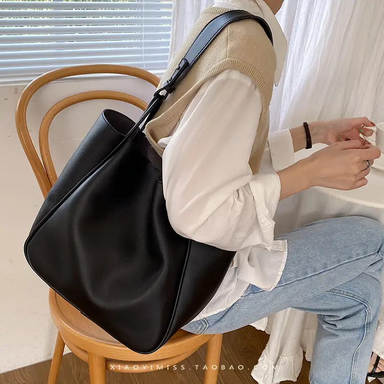 Brown PU Leather Women's Tote Bag Large Capacity Single Shoulder — feature 21