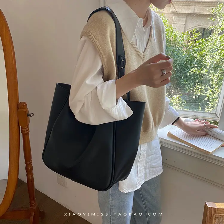 Brown PU Leather Women's Tote Bag Large Capacity Single Shoulder — feature 24