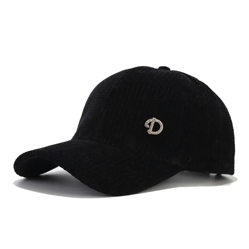 Korean Style Grey Corduroy Baseball Cap with Curved Brim - Image 2