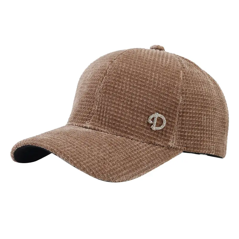Korean Style Grey Corduroy Baseball Cap with Curved Brim - Image 6