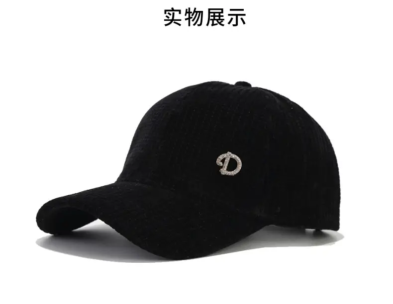 Korean Style Grey Corduroy Baseball Cap with Curved Brim — feature 6