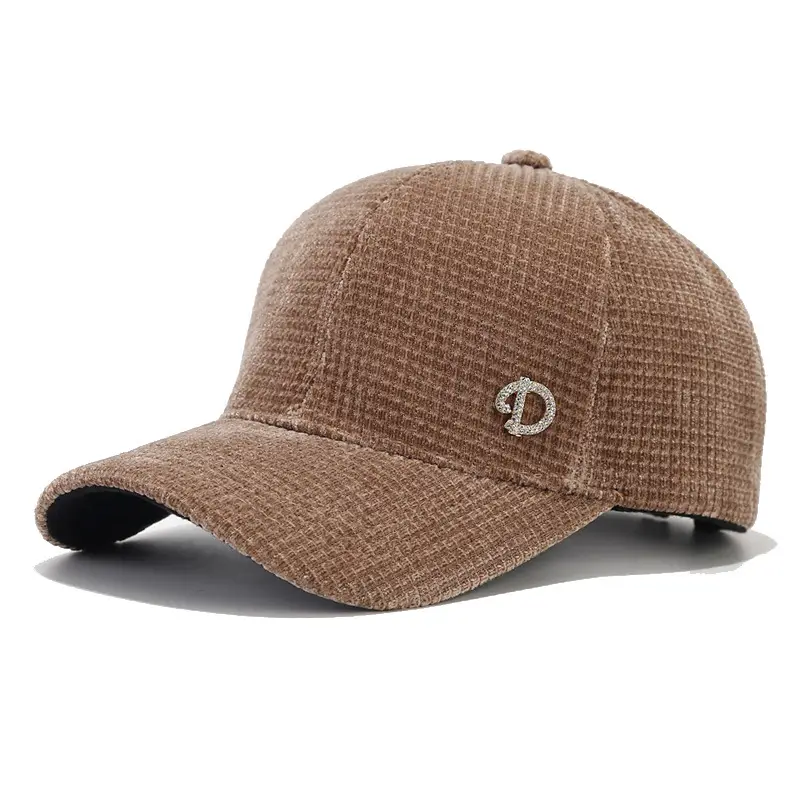 Korean Style Grey Corduroy Baseball Cap with Curved Brim - Image 4