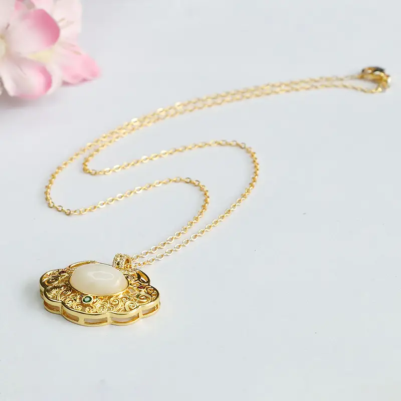 Guan Yu Jade Pendant Necklace White Hetian Jade Ruyi Ornament - Image 5