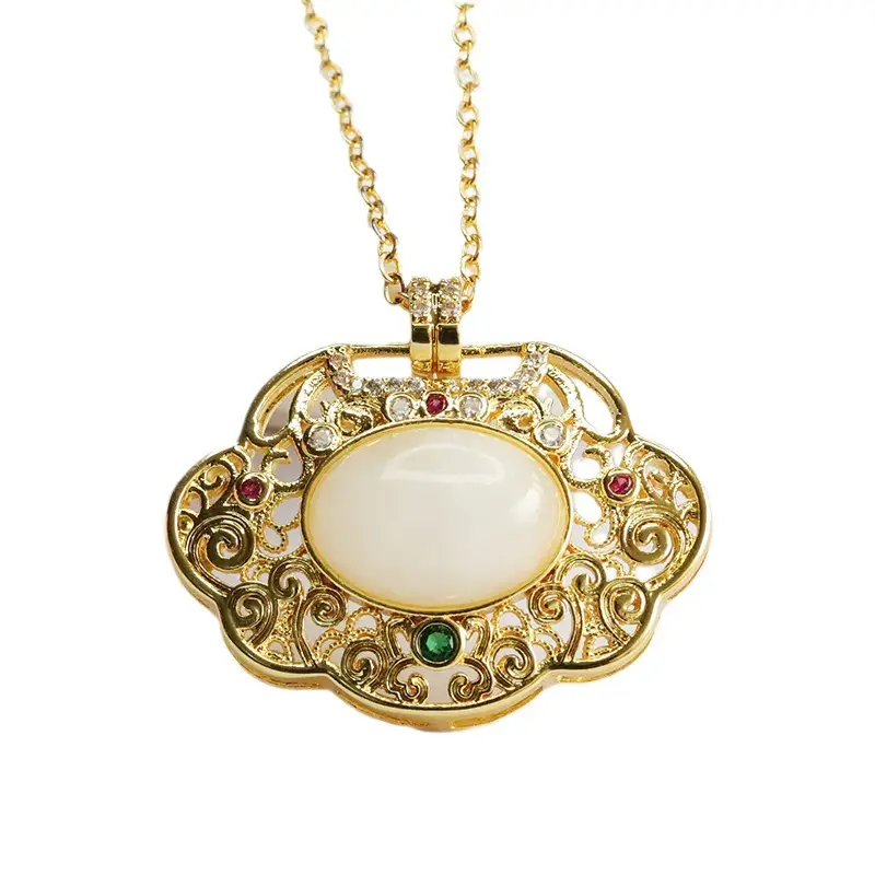 Guan Yu Jade Pendant Necklace White Hetian Jade Ruyi Ornament - Image 6