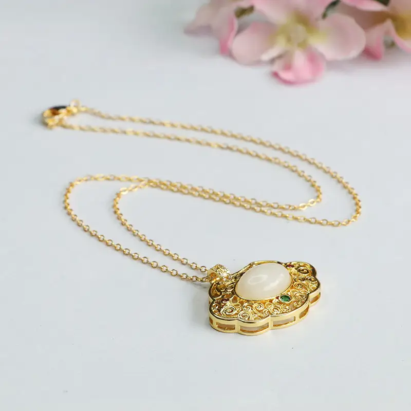 Guan Yu Jade Pendant Necklace White Hetian Jade Ruyi Ornament — feature 12