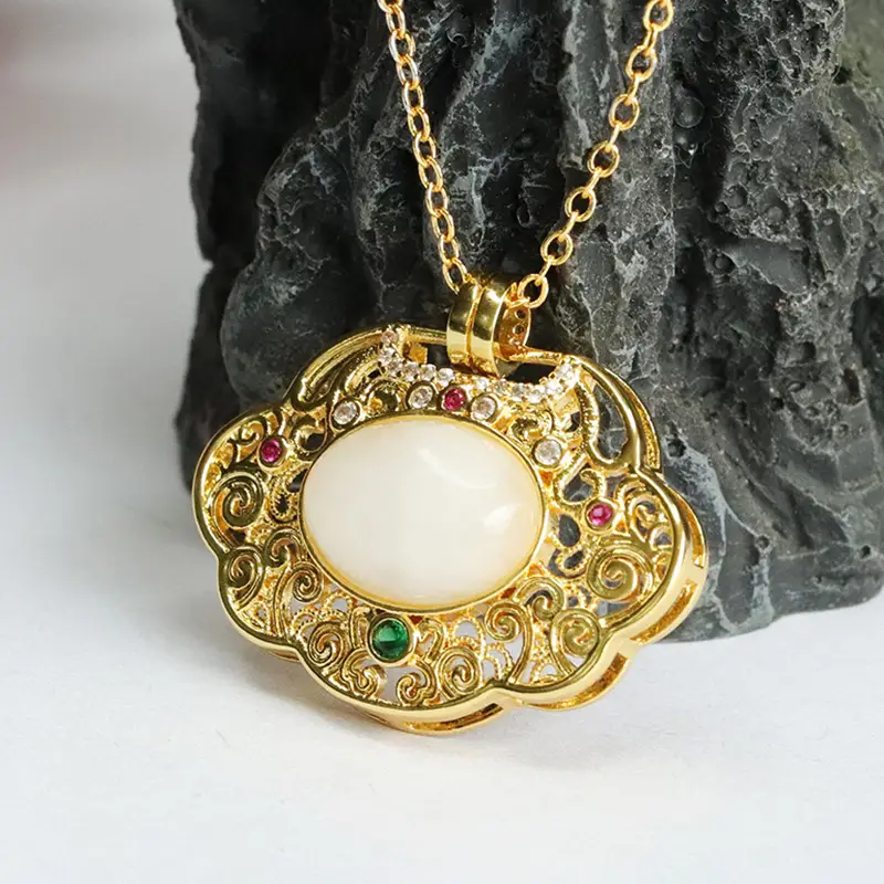 Guan Yu Jade Pendant Necklace White Hetian Jade Ruyi Ornament — feature 8