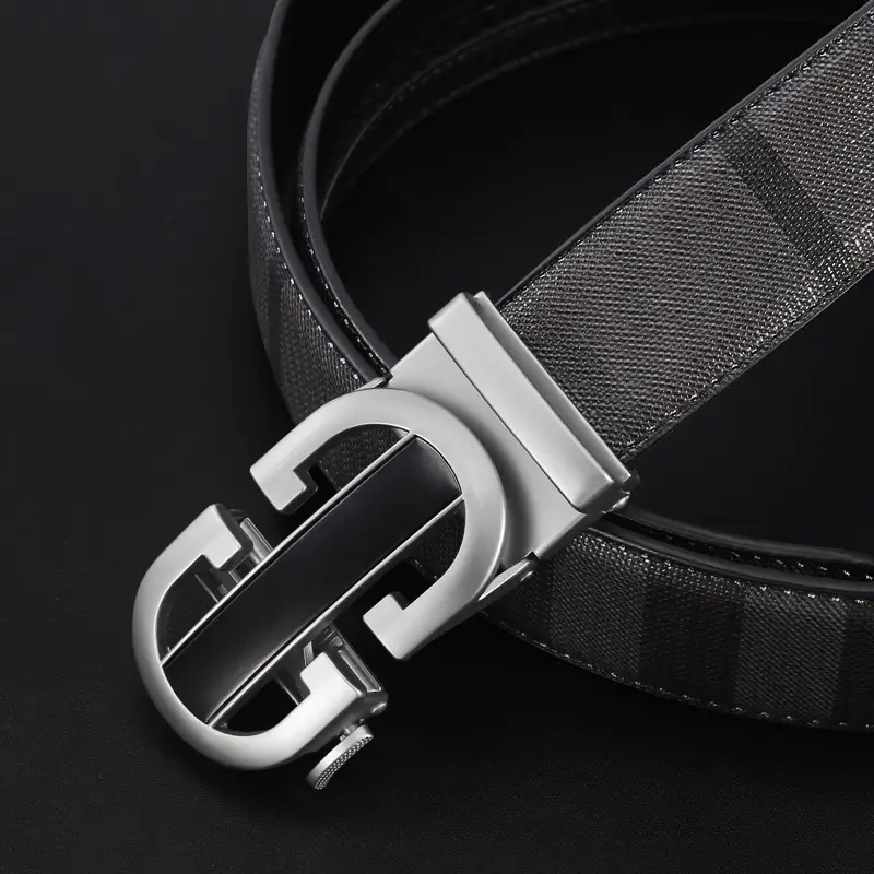 New Men's Black Leather Belt with Silver Buckle - Image 6