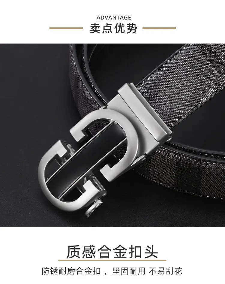 New Men's Black Leather Belt with Silver Buckle β feature 3