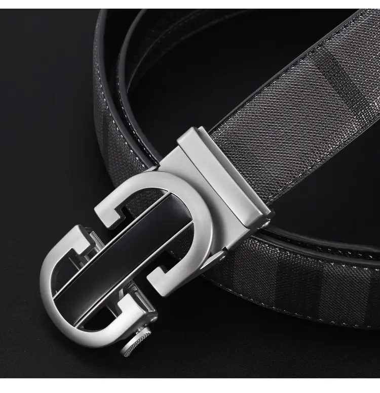 New Men's Black Leather Belt with Silver Buckle β feature 8