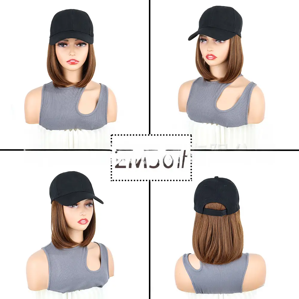 Women's Korean Style Full Head Wig with Peak Cap - Image 3