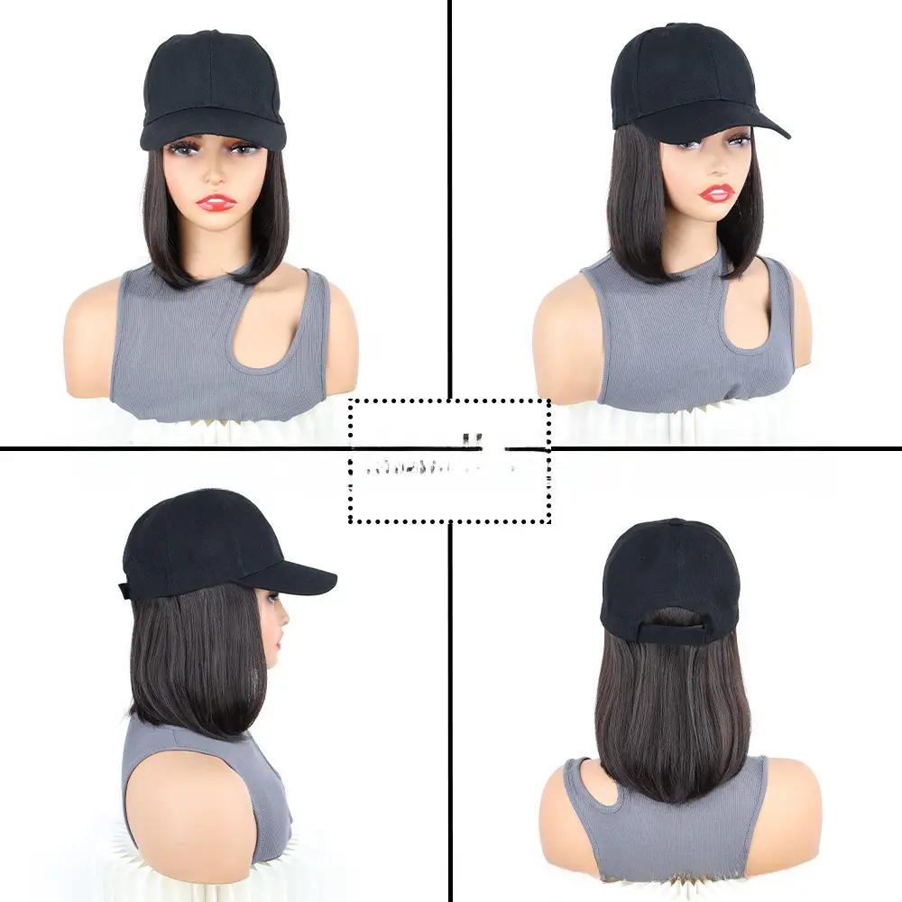 Women's Korean Style Full Head Wig with Peak Cap - Image 4