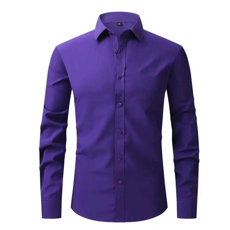 Men's Lavender Formal Shirt No Iron Anti Wrinkle Business - Image 8