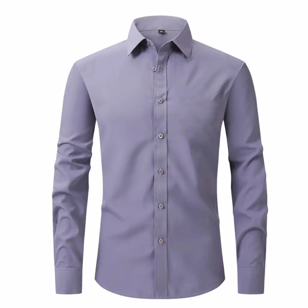 Men's Lavender Formal Shirt No Iron Anti Wrinkle Business - Image 9