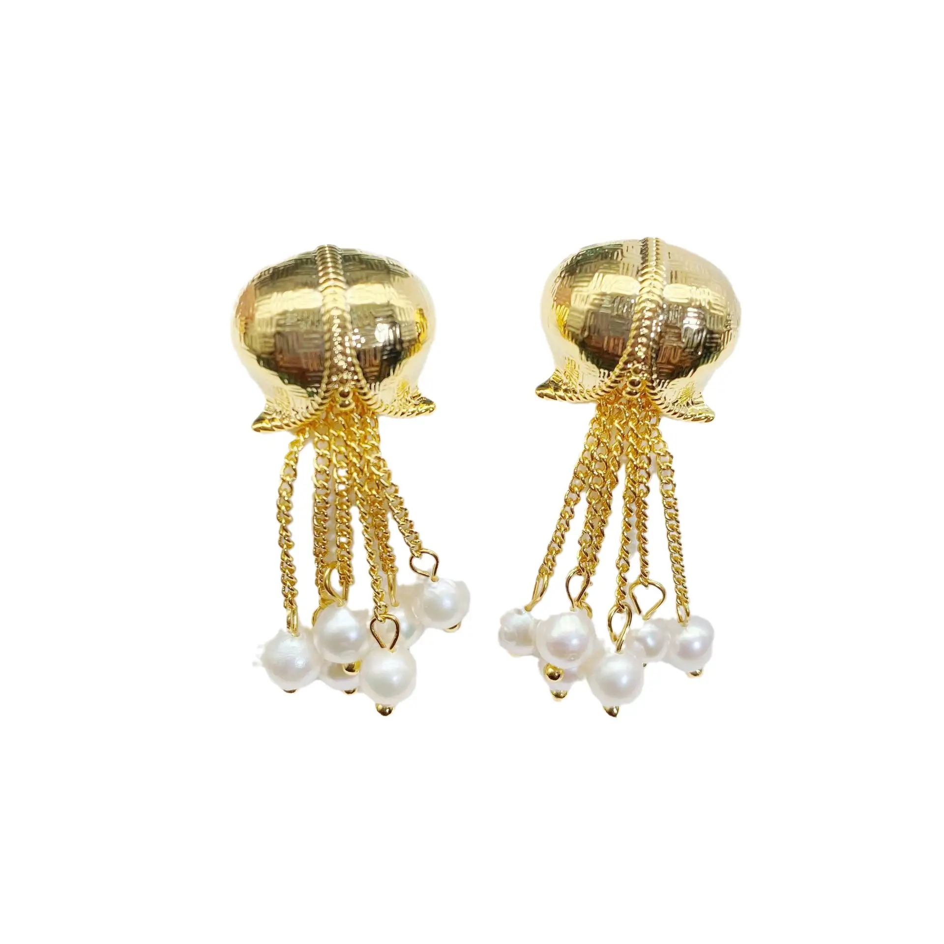 Golden Pearl Drop Earrings for Women - Image 5