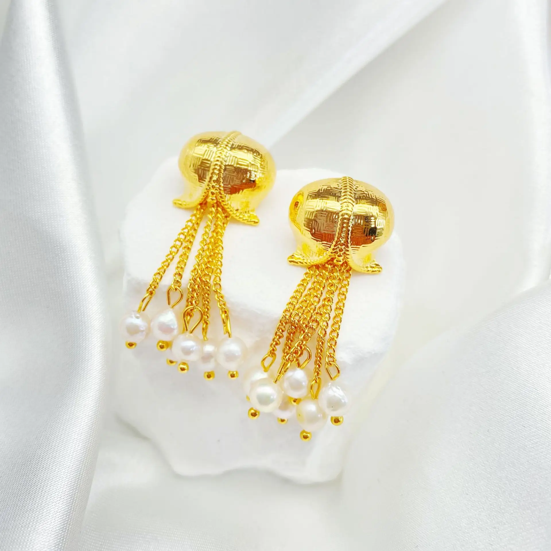 Golden Pearl Drop Earrings for Women — feature 1