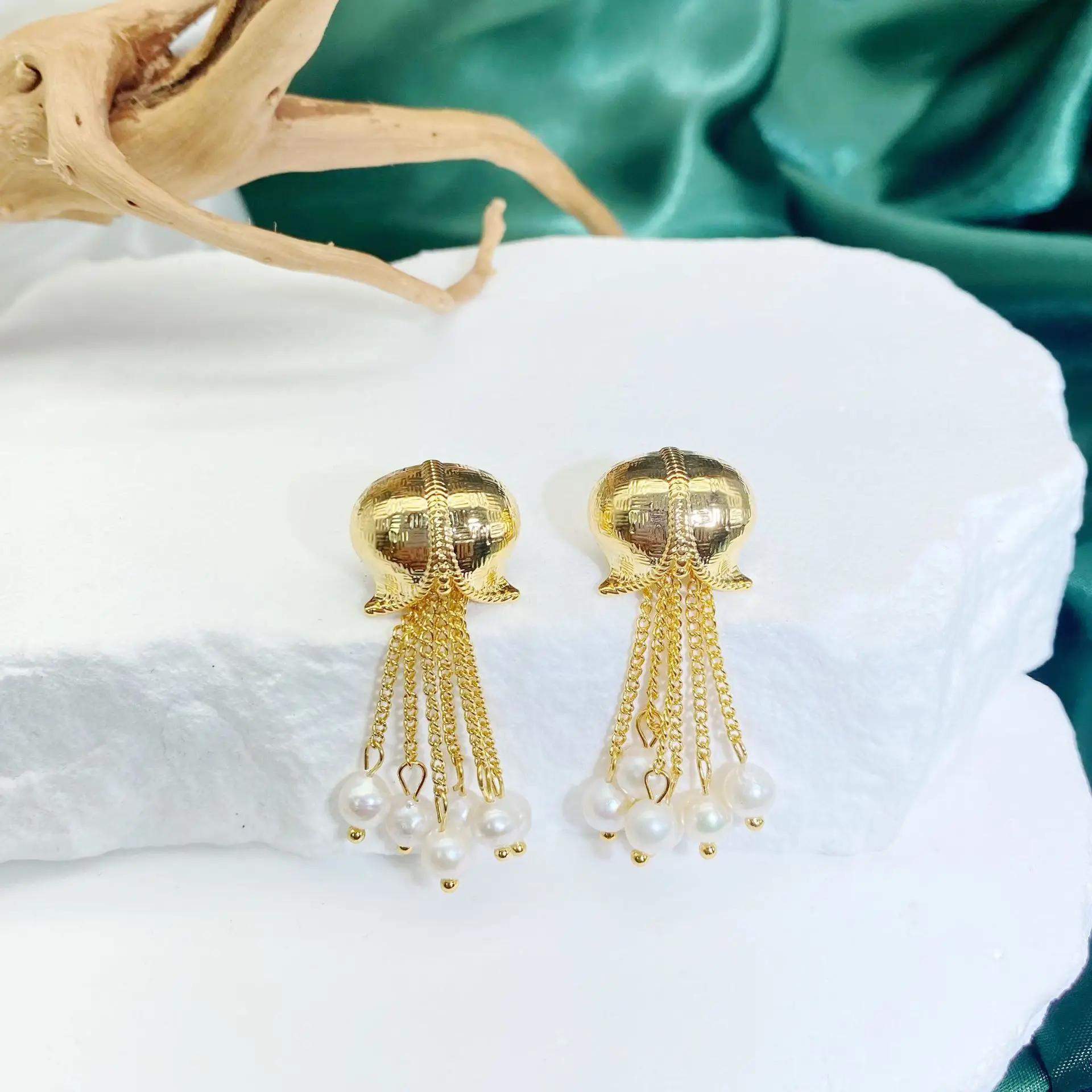 Golden Pearl Drop Earrings for Women — feature 2