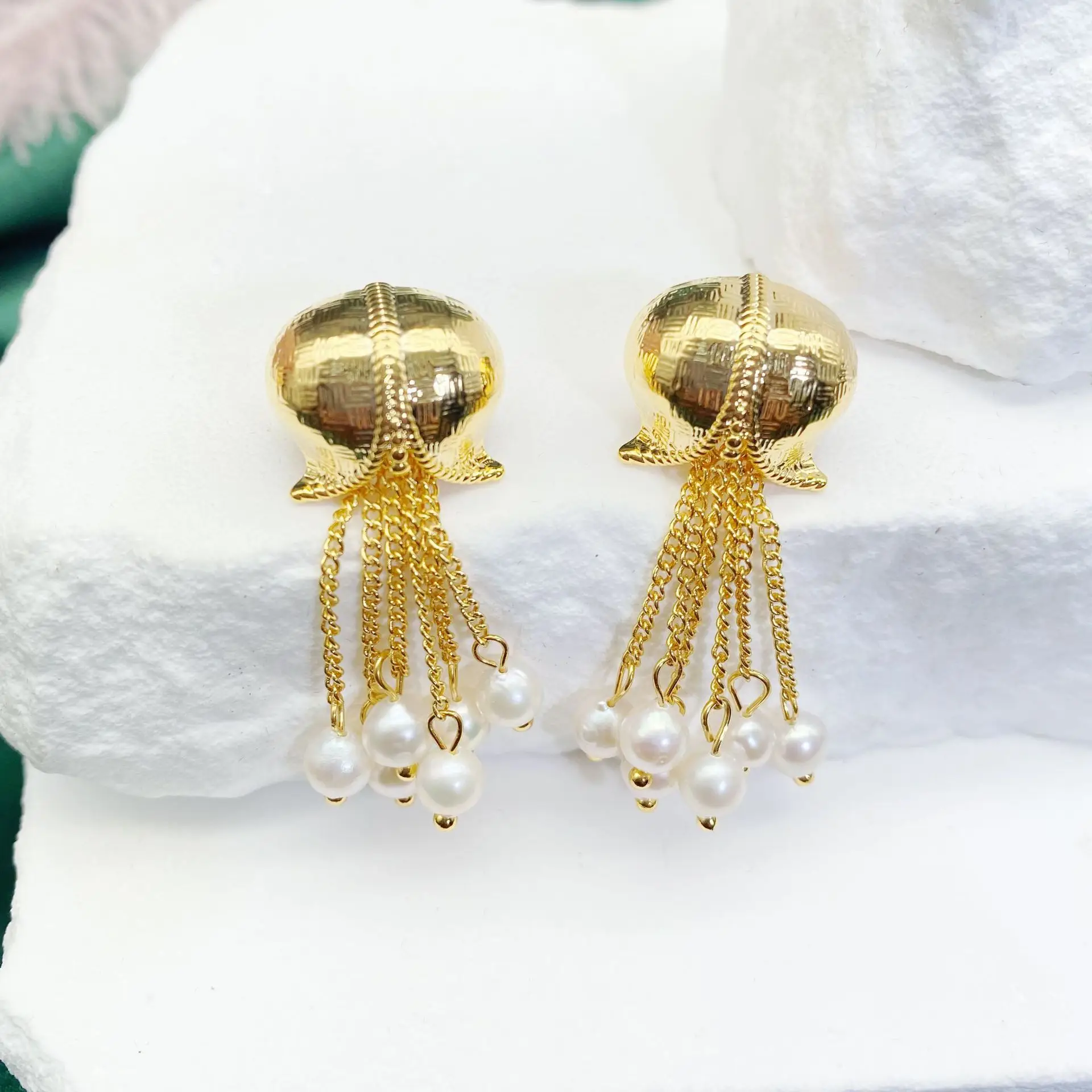 Golden Pearl Drop Earrings for Women — feature 5