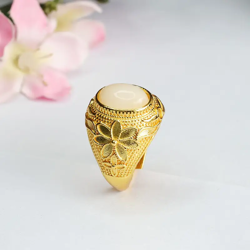 Guan Yu Hetian Jade White Ring for Men Women