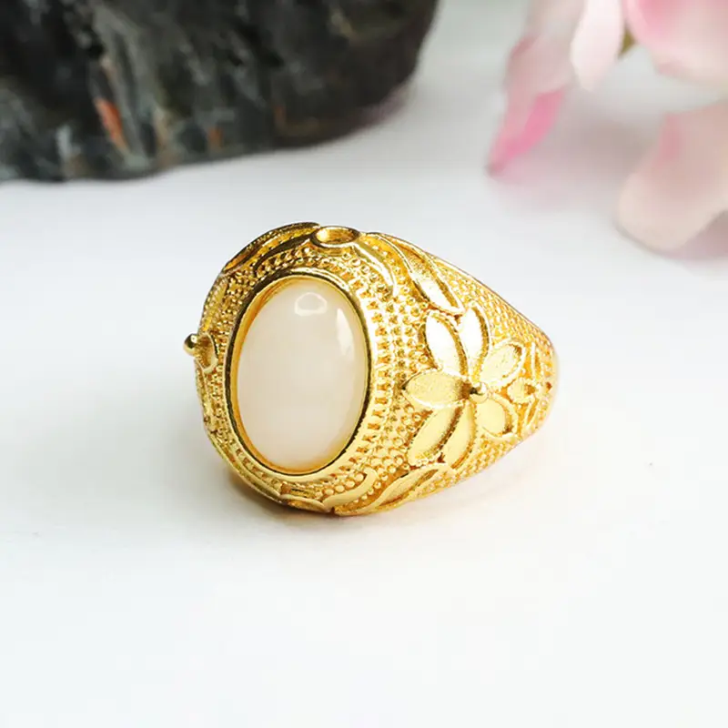 Guan Yu Hetian Jade White Ring for Men Women — feature 9