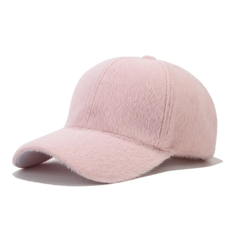 Pink Faux Fur Baseball Cap for Men 2024 - Image 4
