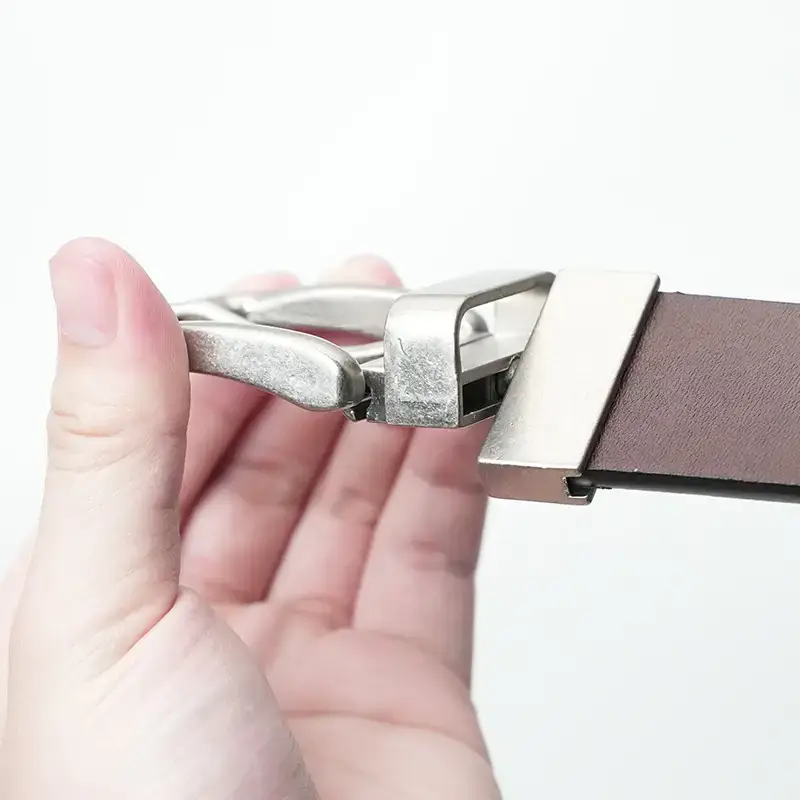 New Men's Brown Leather Belt with Silver Buckle - Image 4