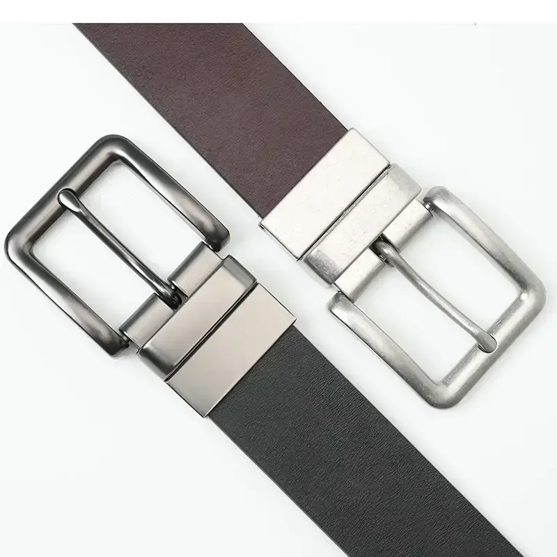 New Men's Brown Leather Belt with Silver Buckle - Image 5