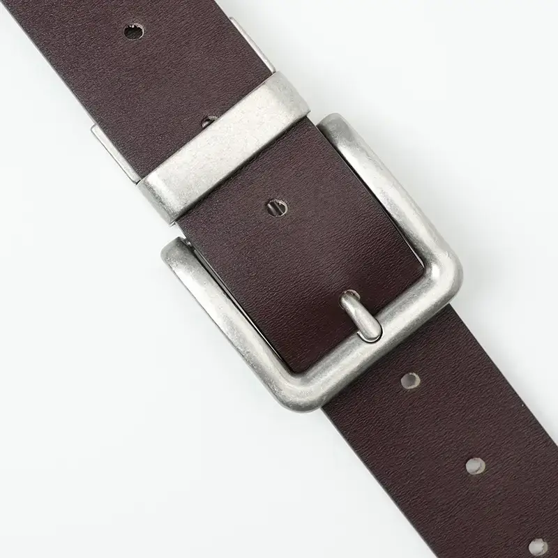 New Men's Brown Leather Belt with Silver Buckle - Image 7