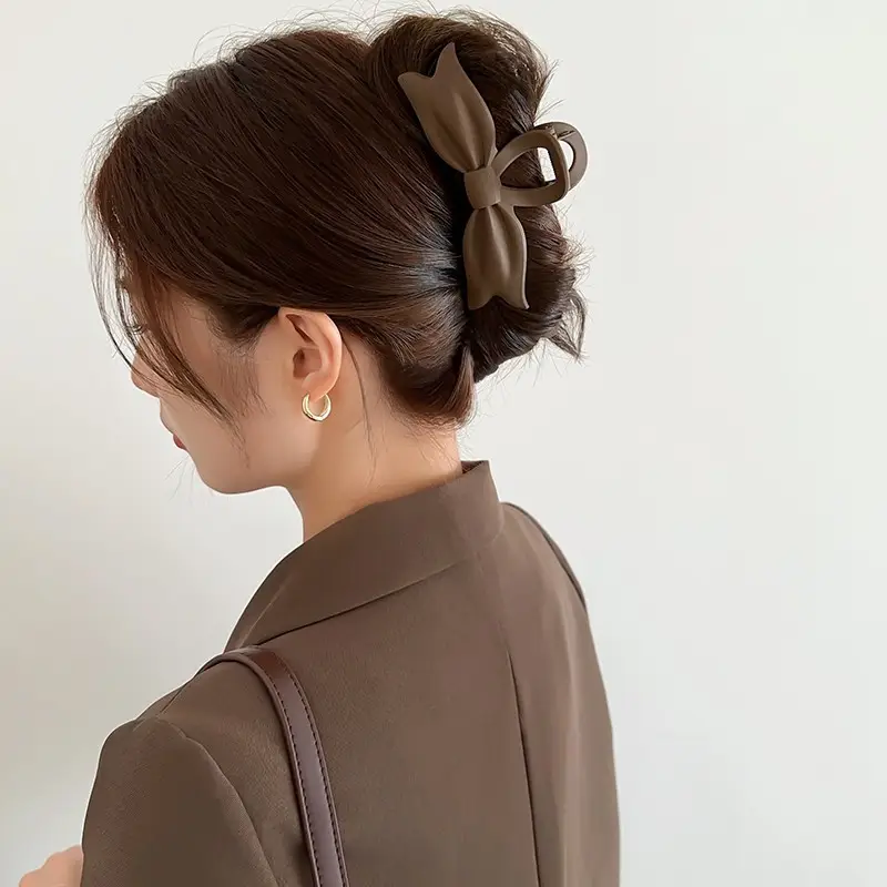 Brown Bow Clip Hairpin for Women Large Size - Image 8