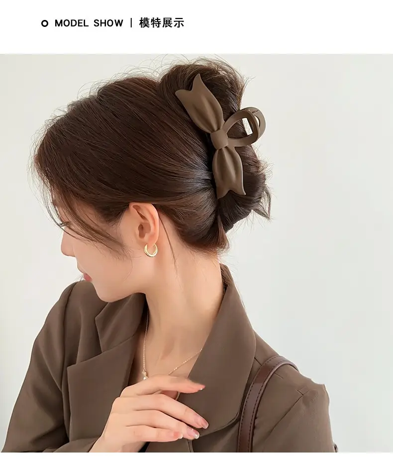 Brown Bow Clip Hairpin for Women Large Size — feature 3
