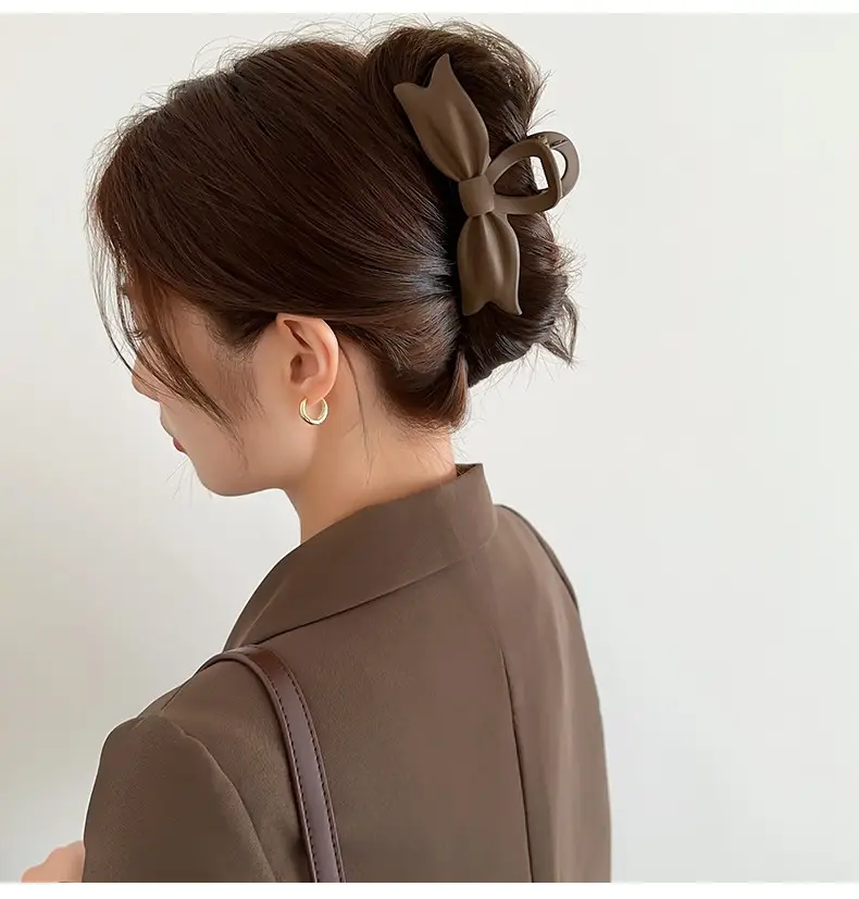 Brown Bow Clip Hairpin for Women Large Size — feature 4
