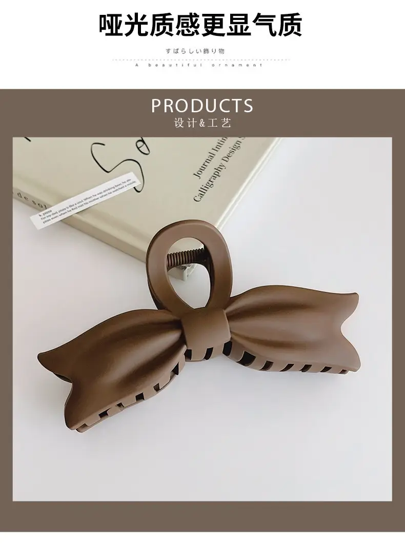 Brown Bow Clip Hairpin for Women Large Size — feature 5