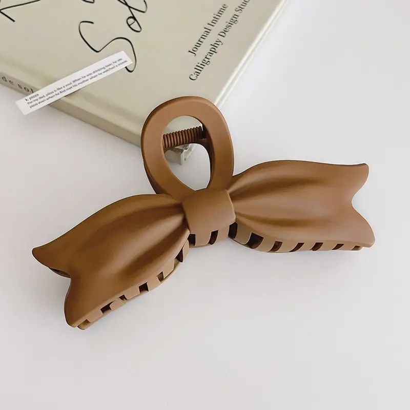 Brown Bow Clip Hairpin for Women Large Size - Image 3