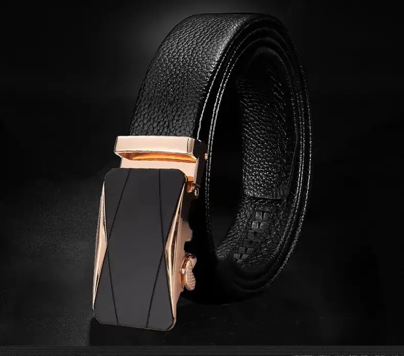 Men's Black Leather Belt with Rose Gold Buckle β feature 14
