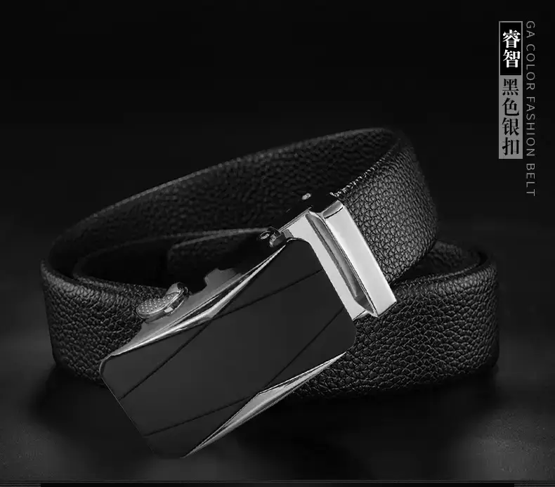 Men's Black Leather Belt with Rose Gold Buckle β feature 16