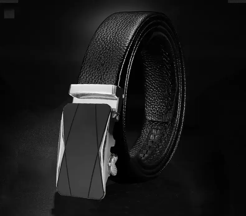 Men's Black Leather Belt with Rose Gold Buckle β feature 17
