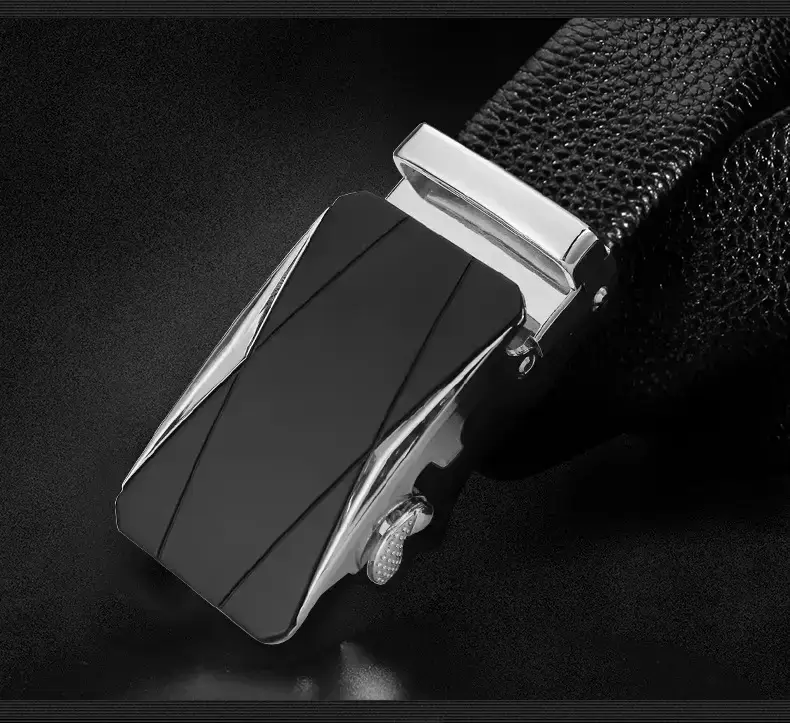 Men's Black Leather Belt with Rose Gold Buckle β feature 18