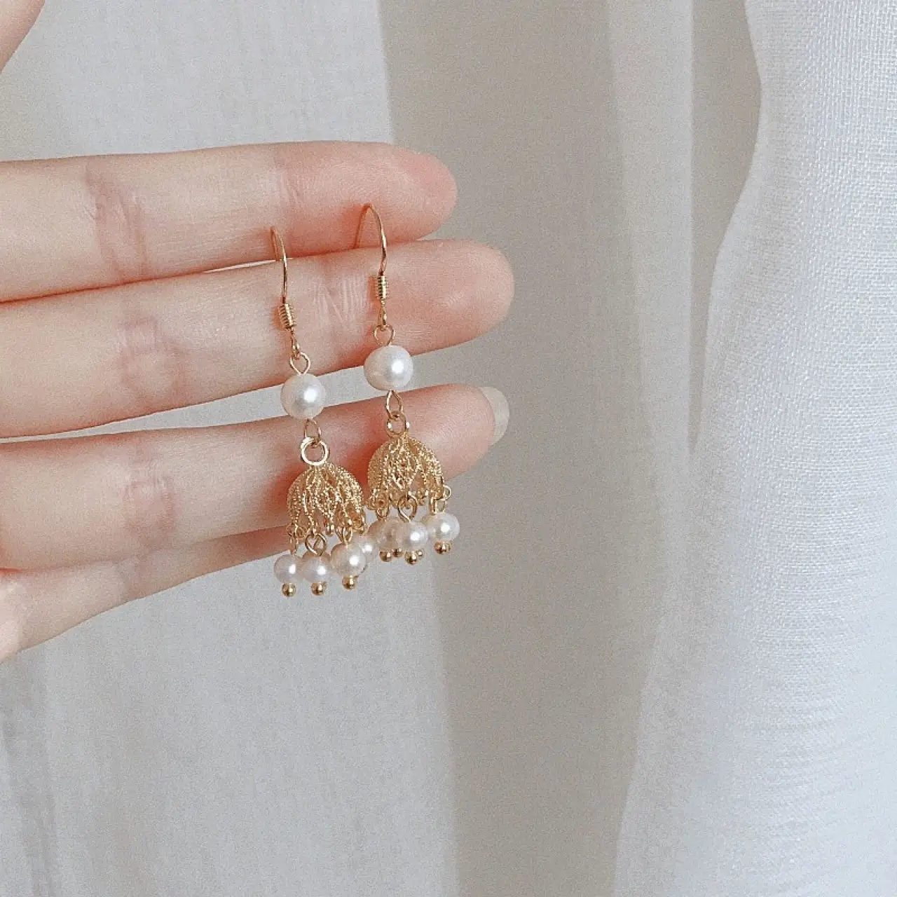 Vintage Pearl Earrings for Women Elegant Court Tassel Design - Image 3