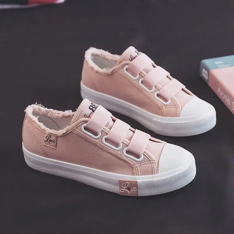 Women Pink Velvet Velcro Casual Sneakers 2024 - Image 5