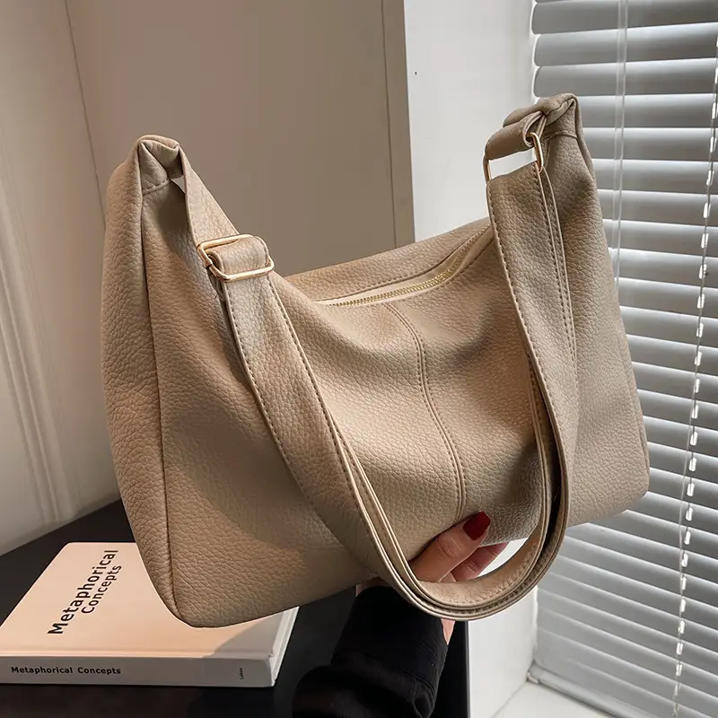 High-End Textured Women's Shoulder Bag, Beige, 2026 - Image 7
