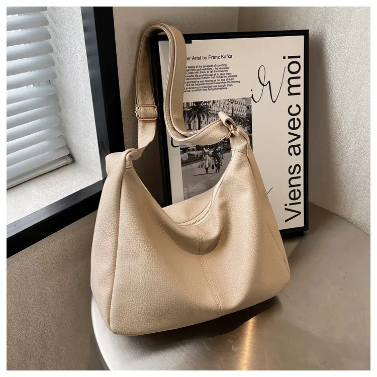 High-End Textured Women's Shoulder Bag, Beige, 2026 — feature 19
