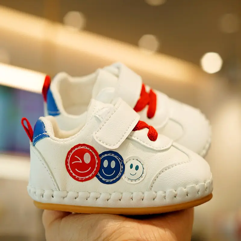 Toddler Shoes White Smiley Non-Slip 0-1Yr