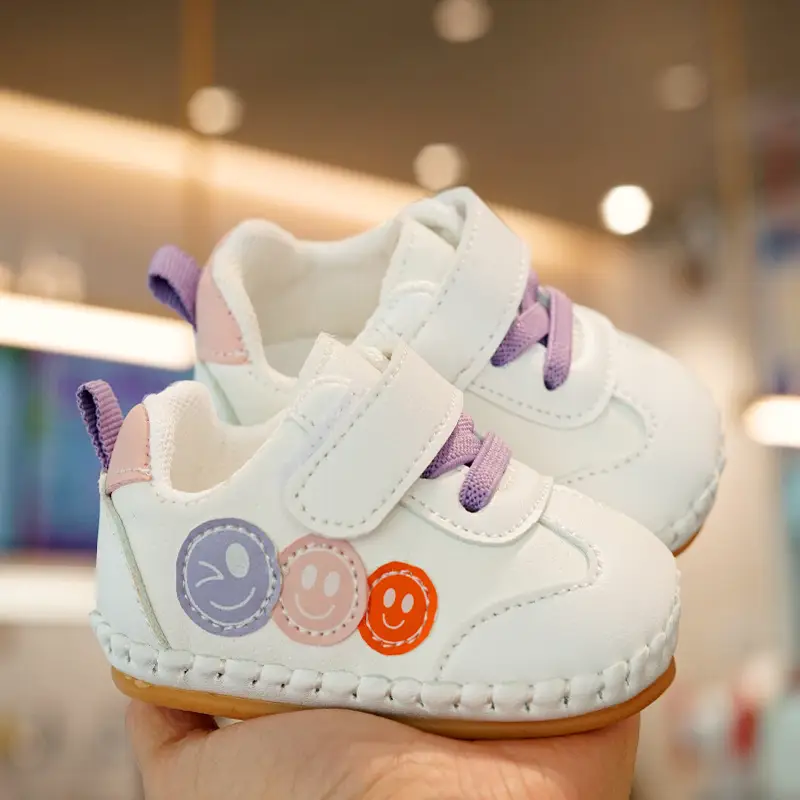 Toddler Shoes White Smiley Non-Slip 0-1Yr