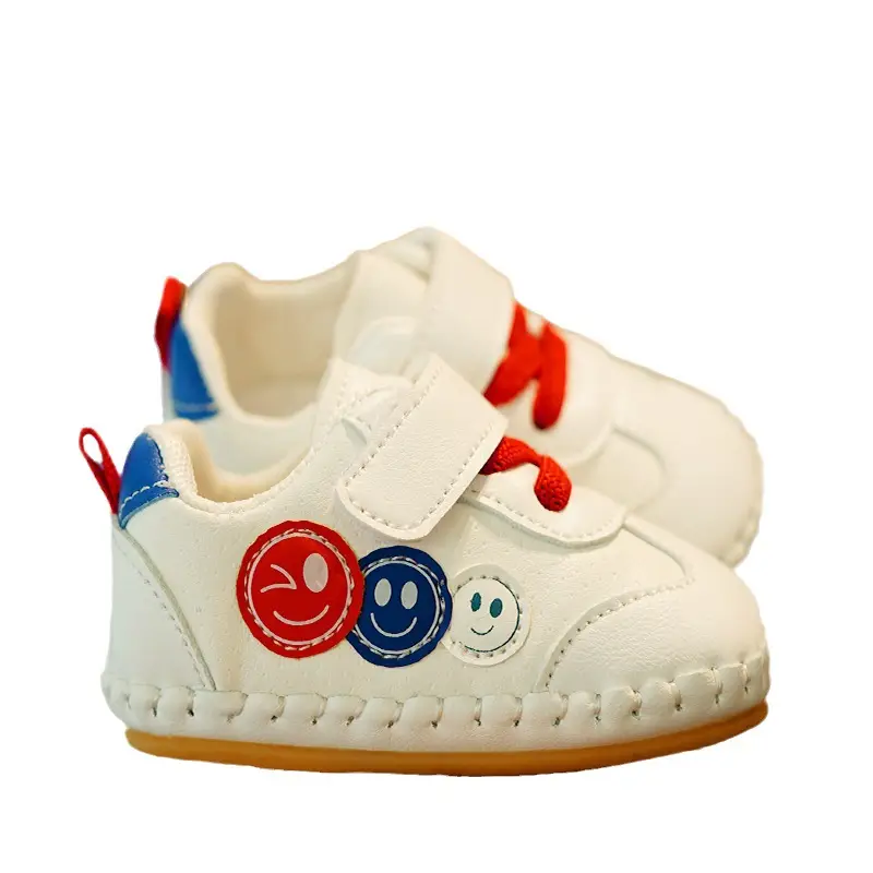 Toddler Shoes White Smiley Non-Slip 0-1Yr