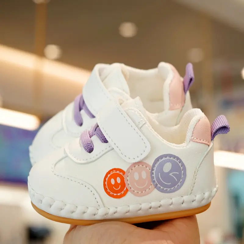 Toddler Shoes White Smiley Non-Slip 0-1Yr