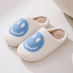 Cross-border popular smiley face cotton slippers men and women couple cotton slippers home indoor cute thick bottom cartoon non-slip slippers