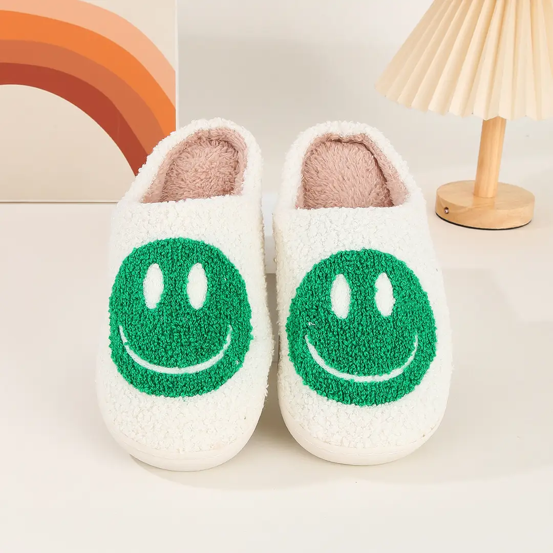 Cross-border popular smiley face cotton slippers men and women couple cotton slippers home indoor cute thick bottom cartoon non-slip slippers