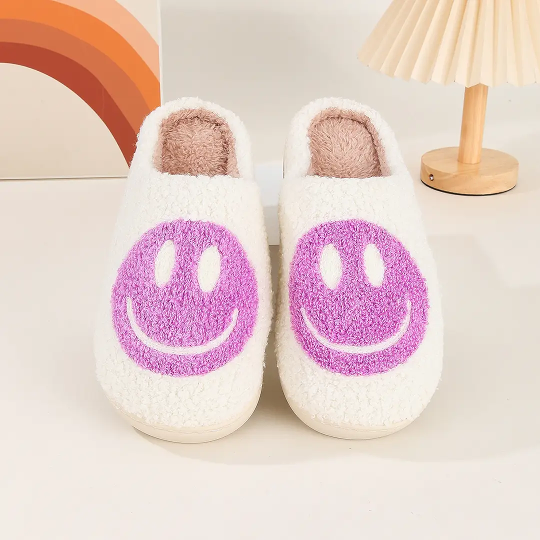 Cross-border popular smiley face cotton slippers men and women couple cotton slippers home indoor cute thick bottom cartoon non-slip slippers