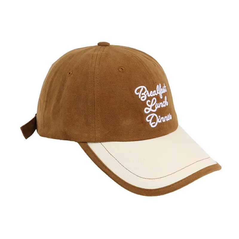 Women's Brown Retro Baseball Cap with Embroidered Design — feature 9