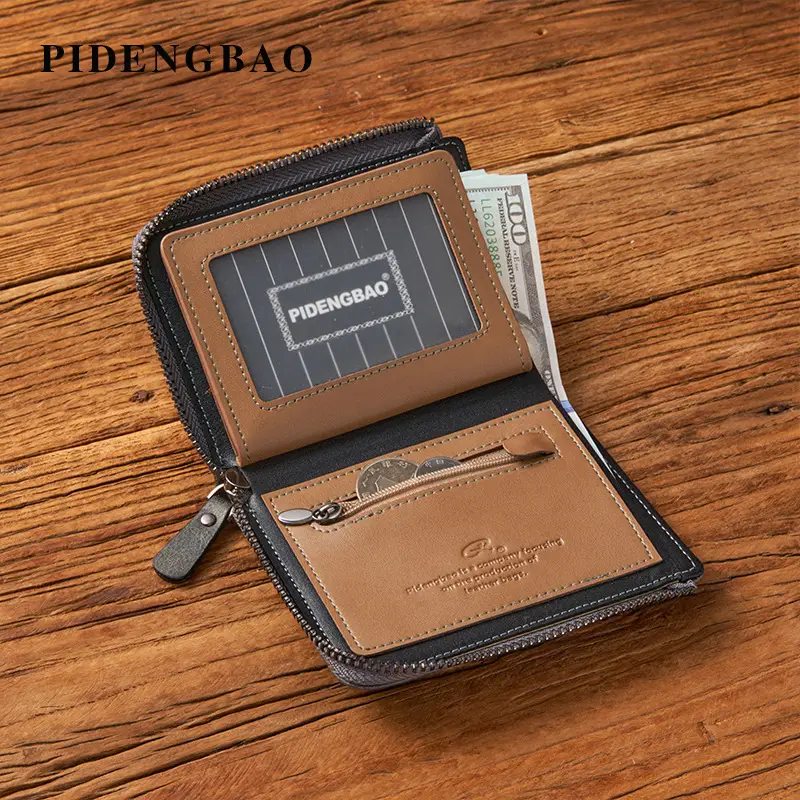 Cross-Border Best-Selling Men's Wallet Vertical Style Business Multi-Functional Large Capacity Casual Retro Zipper Coin Purse Wallet